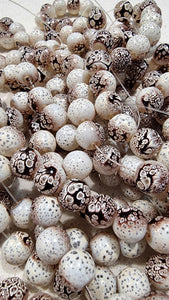 10MM GLASS BEADS - PAINTED AND BAKED - OLD LACE
