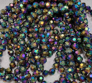 8MM GLASS BEADS - ELECTROPLATED FACETED - VITRAIL