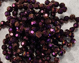 8MM GLASS BEADS - ELECTROPLATED FACETED - PURPLE
