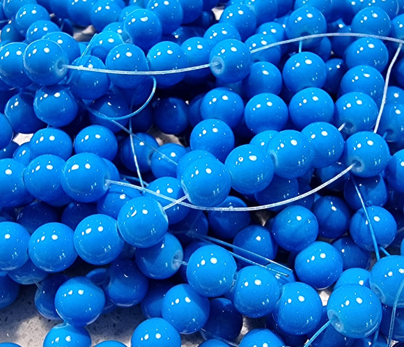 8MM GLASS BEADS - DEEP SKY BLUE