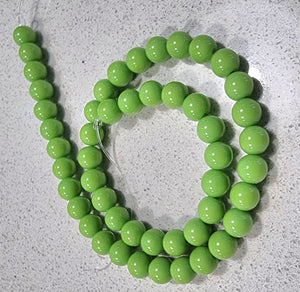 8MM GLASS BEADS - LIME GREEN