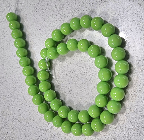 8MM GLASS BEADS - LIME GREEN