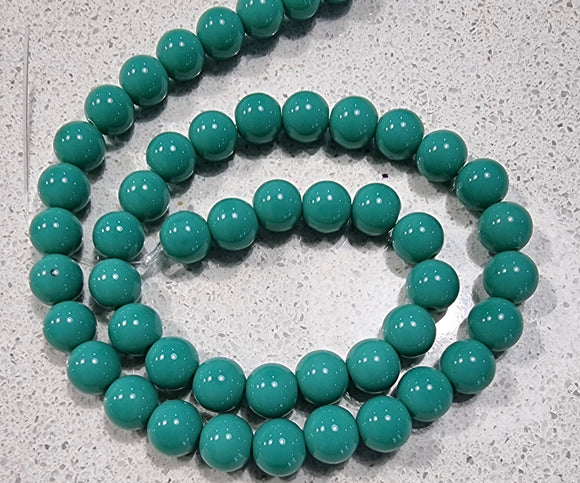 8MM GLASS BEADS - DARK CYAN