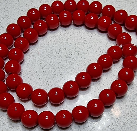 8MM GLASS BEADS - RED