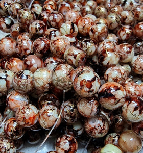 10MM GLASS BEADS - PAINTED AND BAKED - COCONUT BROWN