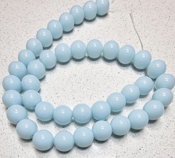 10MM GLASS BEADS - OPAQUE LIGHT SKY BLUE