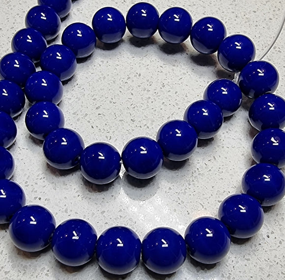 10MM GLASS BEADS - OPAQUE DARK BLUE