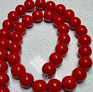10MM GLASS BEADS - OPAQUE RED