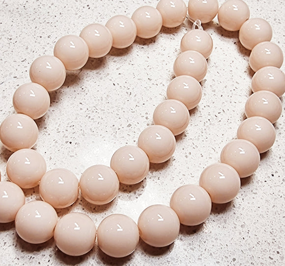10MM GLASS BEADS - OPAQUE PEACH PUFF