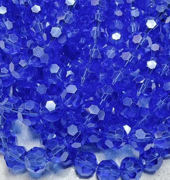 10MM GLASS BEADS - FACETED BLUE PEARL LUSTRE