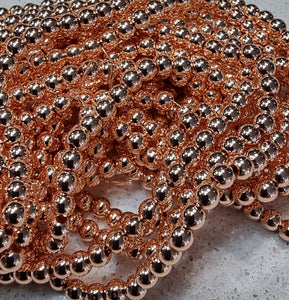 4MM NON-MAGNETIC SYNTHETIC HEMATITE ROSE GOLD BEADS
