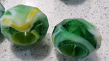 14X8MM GLASS LARGE HOLE RONDELLE - GREEN MIX