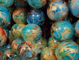 8MM GLASS BEADS - PAINTED AND BAKED - DARK CYAN