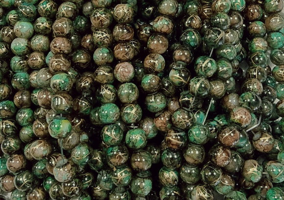8MM GLASS BEADS - PAINTED AND BAKED - GREEN