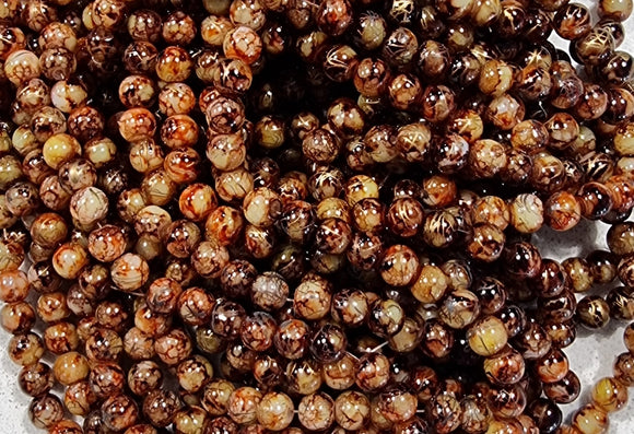 8MM GLASS BEADS - PAINTED AND BAKED - COCONUT BROWN