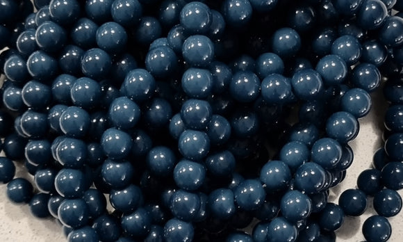10MM GLASS BEADS - OPAQUE - MARINE BLUE