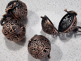27X21MM BRASS HOLLOW PENDANT - ROSE CAGE - RED COPPER