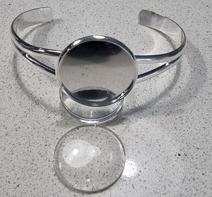 BEZEL BRACELET BLANKS - 210MM LENGTH - ROUND - SILVER