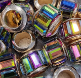RONDELLES - 9-10.5MM FACETED GLASS - BRASS CORE - COLOUR - VITRAIL