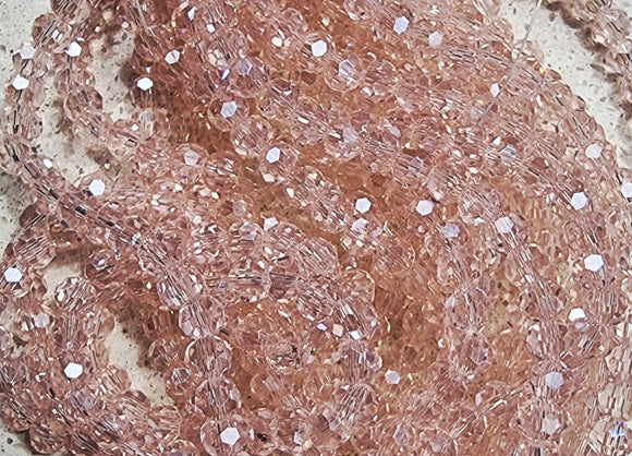 4MM GLASS ROUND FACETED BEADS - PINK