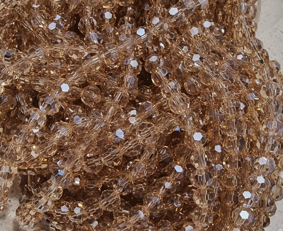 4MM GLASS FACETED ROUND BEADS - COCOA