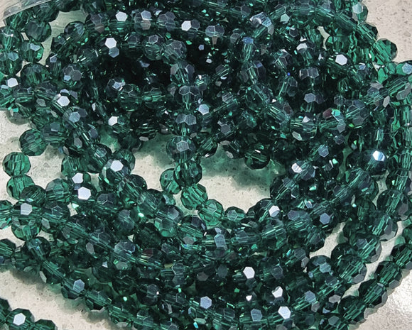 4MM GLASS FACETED ROUND E.PLATED PEARL LUSTRE BEADS - TEAL