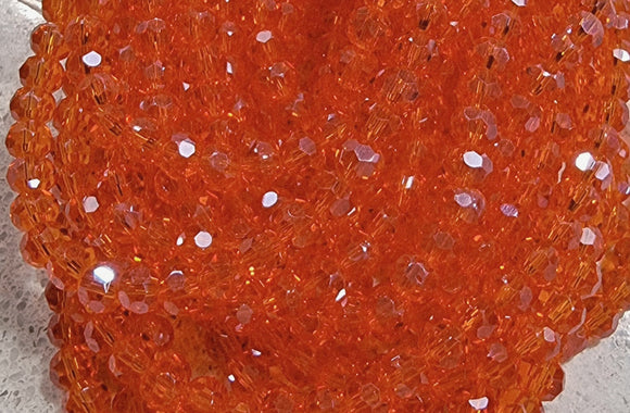 4MM GLASS FACETED ROUND BEADS - PEARL LUSTRE DARK ORANGE