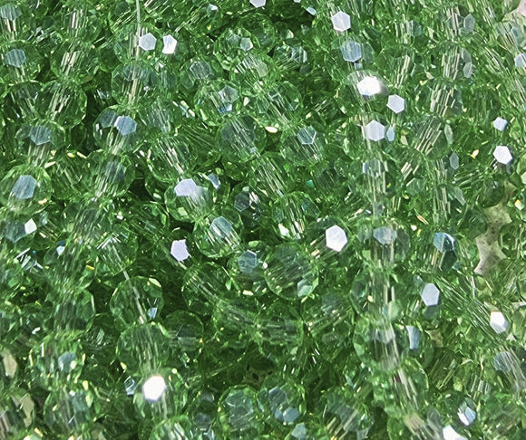 4MM GLASS FACETED ROUND BEADS - PEARL LUSTRE MED. GREEN