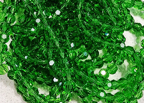 6MM GLASS FACETED BEADS - GREEN
