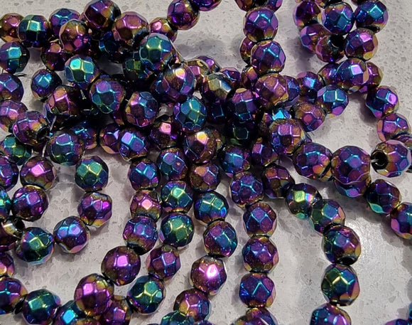 4MM GLASS ROUND BEADS - NON. MAG. SYNTHETIC HEMATITE GRADE A VITRAIL