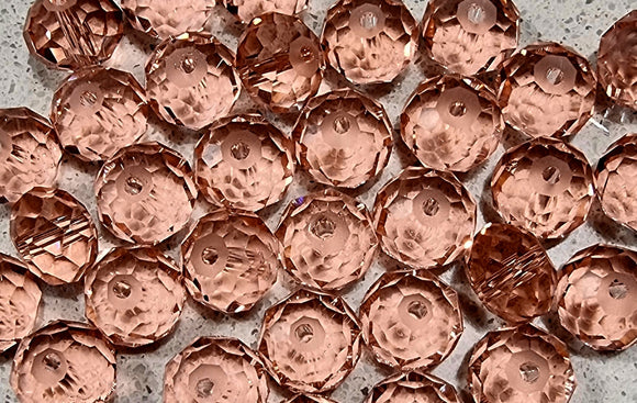 12MM ABACUS GLASS BEADS- Packet of 10 - PINK