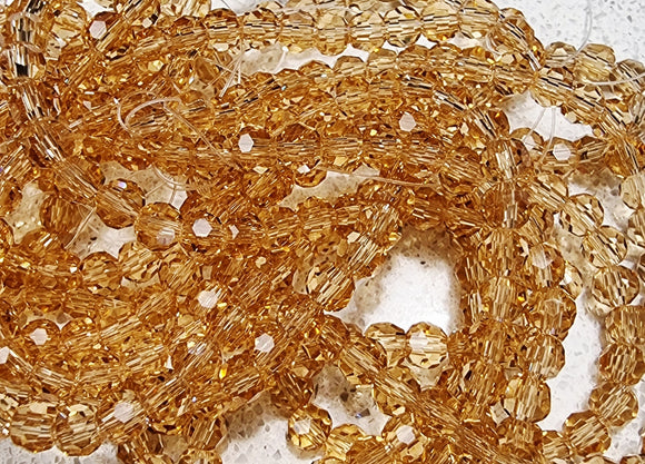 4MM GLASS ROUND FACETED BEADS - GOLDEN