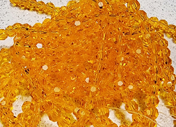 4MM GLASS FACETED ROUND BEADS - ORANGE