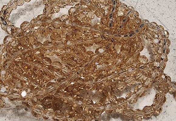 4MM GLASS FACETED ROUND BEADS - PALE COCOA