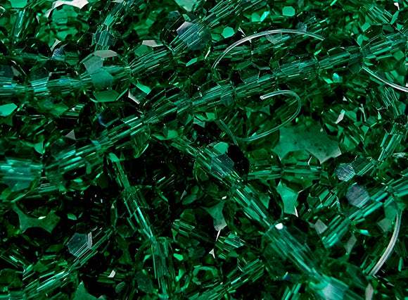 6MM GLASS FACETED BEADS - EMERALD GREEN