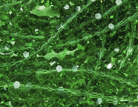 6MM GLASS FACETED BEADS - MEDIUM GREEN