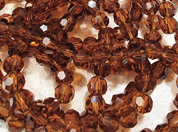 6MM GLASS FACETED BEADS - DARK BROWN