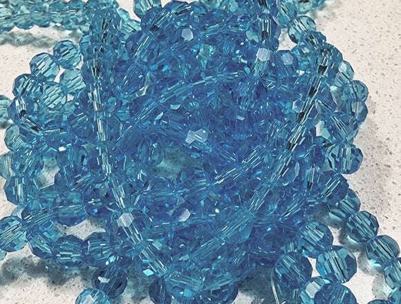 6MM GLASS FACETED BEADS - DARK SKY BLUE