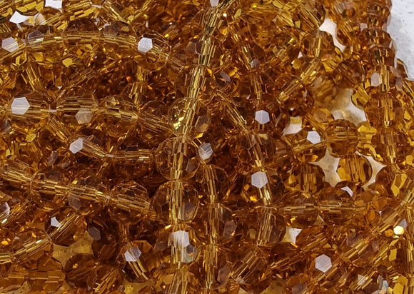 6MM GLASS FACETED BEADS - DARK GOLDEN ROD