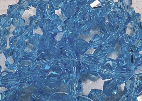 BICONES - 6MM GLASS FACETED BICONES - SKY BLUE