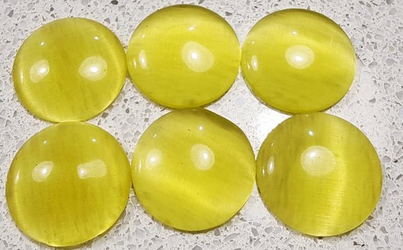 CABOCHON - 12-14MM CAT'S EYE  - ROUND - BRIGHT YELLOW