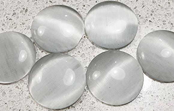 CABOCHON - 12-14MM CAT'S EYE  - ROUND - LIGHT SMOKE