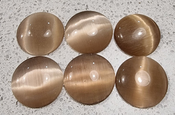 CABOCHON - 12-14MM CAT'S EYE  - ROUND - BEIGE