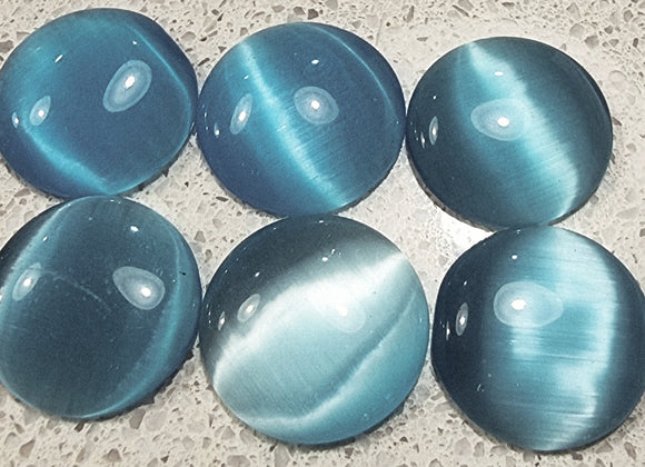 CABOCHON - 12-14MM CAT'S EYE  - ROUND - SKY BLUE
