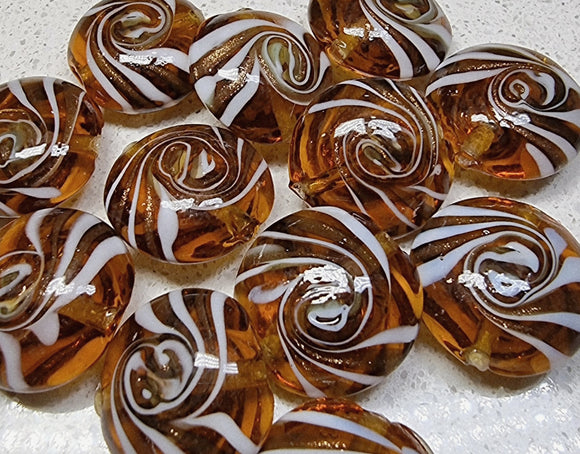 20-21MM H/MADE LAMPWORK GLASS BEADS - SADDLE BROWN