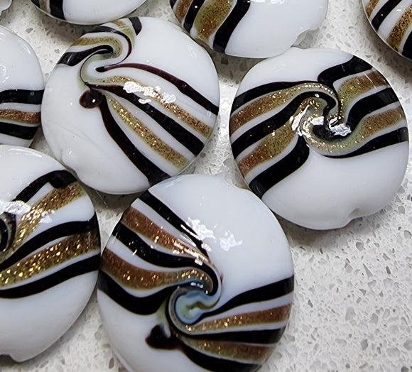 20-21MM H/MADE LAMPWORK GLASS BEADS - WHITE