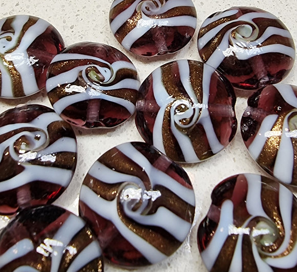 20-21MM H/MADE LAMPWORK GLASS BEADS - DARK AMETHYST