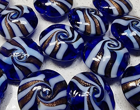 20-21MM H/MADE LAMPWORK GLASS BEADS - DARK BLUE
