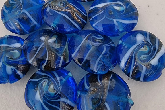 20-21MM H/MADE LAMPWORK GLASS BEADS - MIDNIGHT BLUE