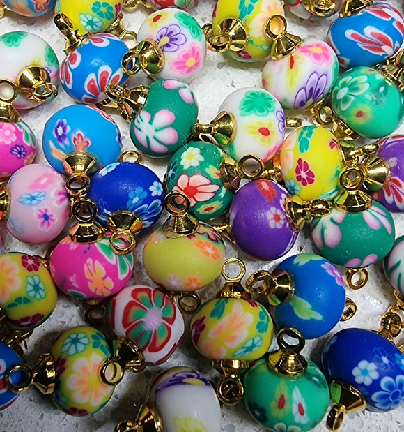 RONDELLES - 14.5X8.5MM H/MADE POLYMER CLAY CONNECTOR CHARMS MIXED